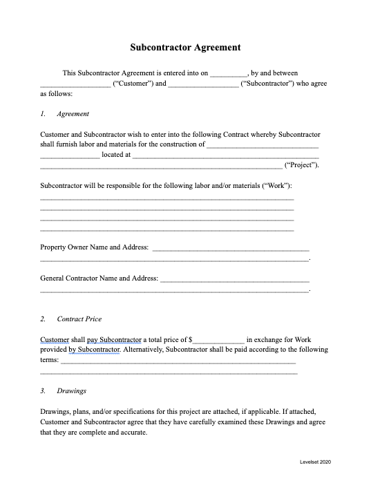 Subcontractor Agreement Template thumbnail
